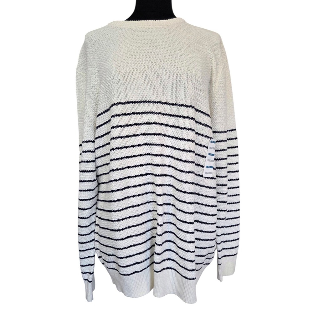 NWT Old Navy Navy Blue & Cream Preppy Striped Crew Neck Sweater 2XL Women's XXL